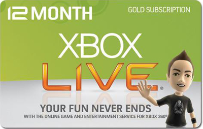 xbox live 12 month gold card